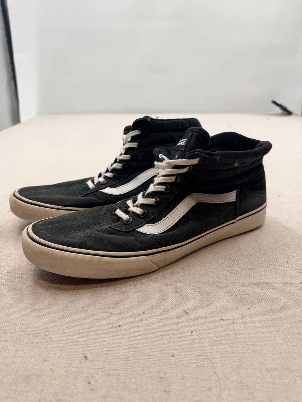 Vans Black and White Mid-Top Skate Sneakers